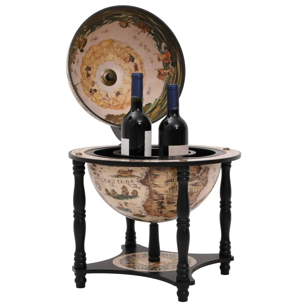 Globe Bar Wine Stand Black Solid Wood Eucalyptus