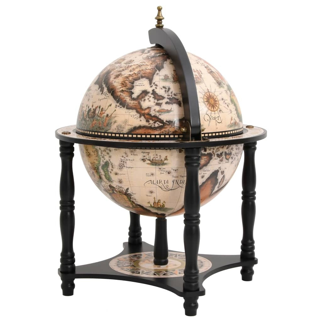 Globe Bar Wine Stand Black Solid Wood Eucalyptus