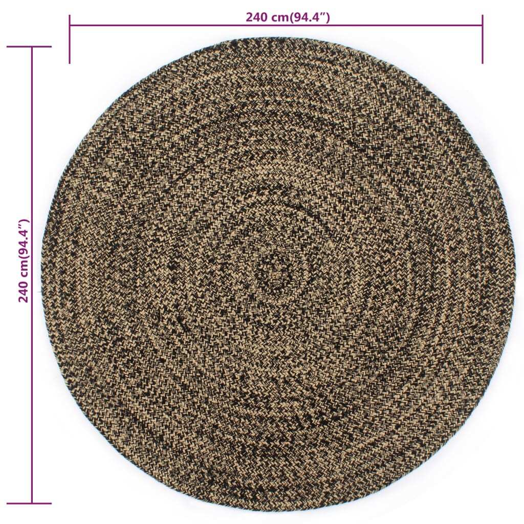 vidaXL Handmade Rug Jute Black and Brown 240 cm