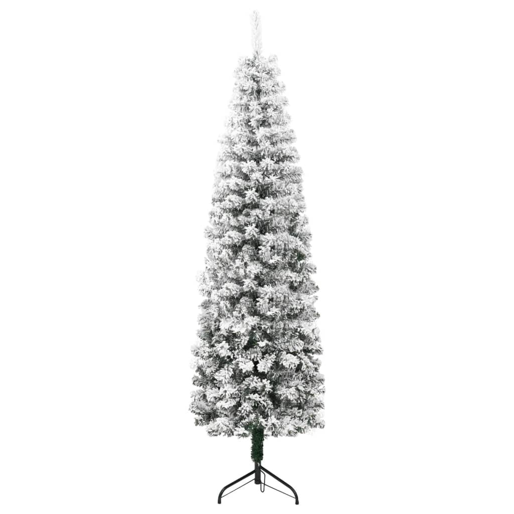 Slim Artificial Half Christmas Tree with Flocked Snow 180 cm