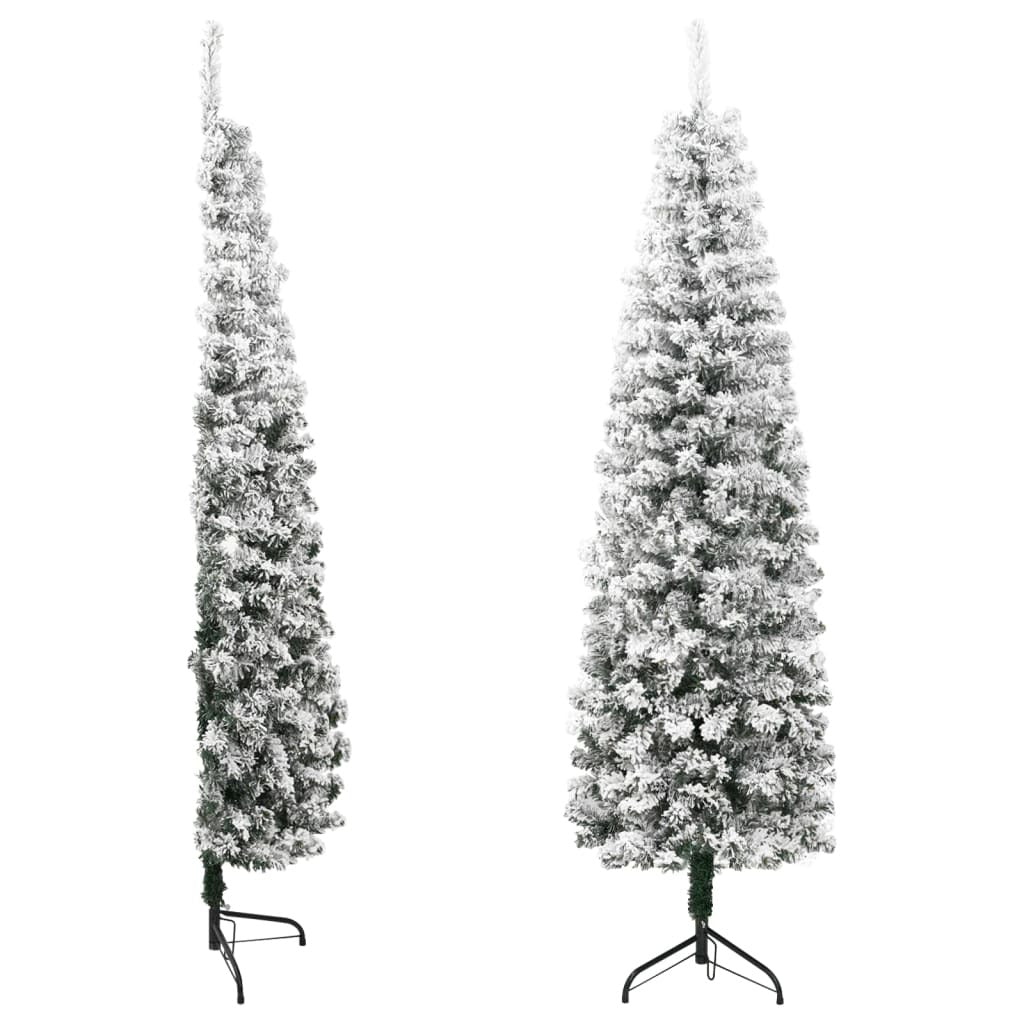 Slim Artificial Half Christmas Tree with Flocked Snow 240 cm