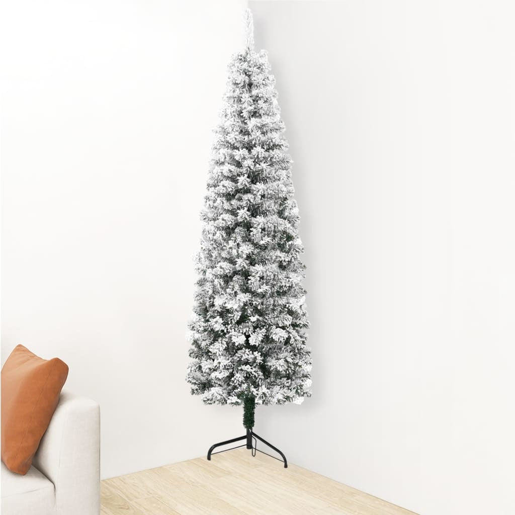 Slim Artificial Half Christmas Tree with Flocked Snow 240 cm