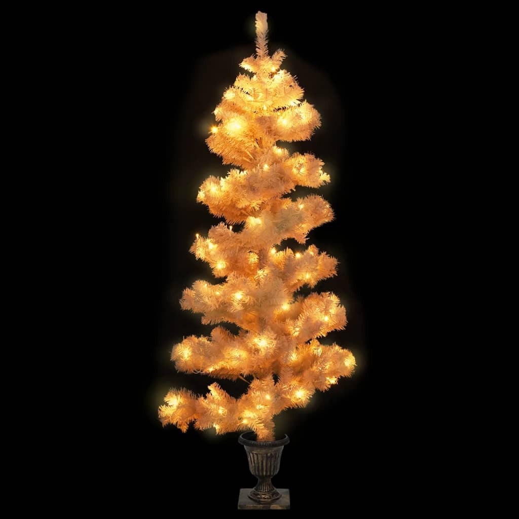 Swirl Pre-lit Christmas Tree with Pot White 120 cm PVC