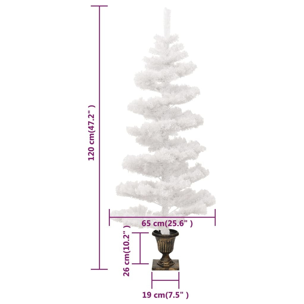 Swirl Pre-lit Christmas Tree with Pot White 120 cm PVC