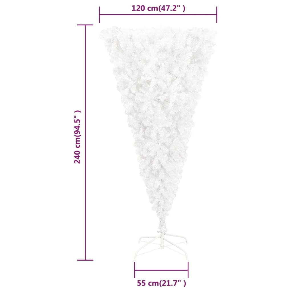 Upside-down Artificial Christmas Tree with Stand White 240 cm