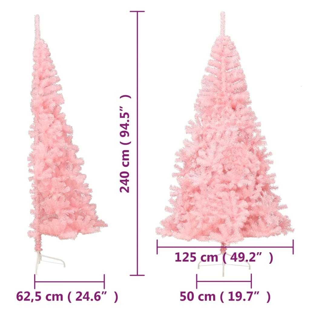 Artificial Half Christmas Tree with Stand Pink 240 cm PVC