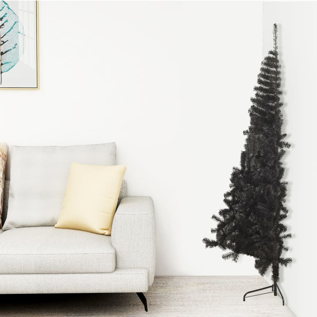 Artificial Half Christmas Tree with Stand Black 240 cm PVC