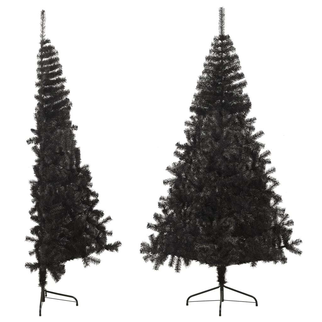 Artificial Half Christmas Tree with Stand Black 240 cm PVC