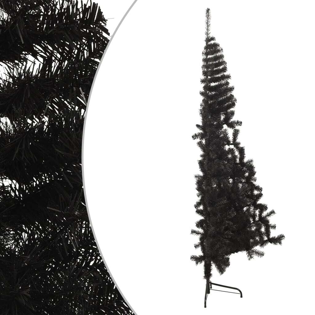 Artificial Half Christmas Tree with Stand Black 240 cm PVC