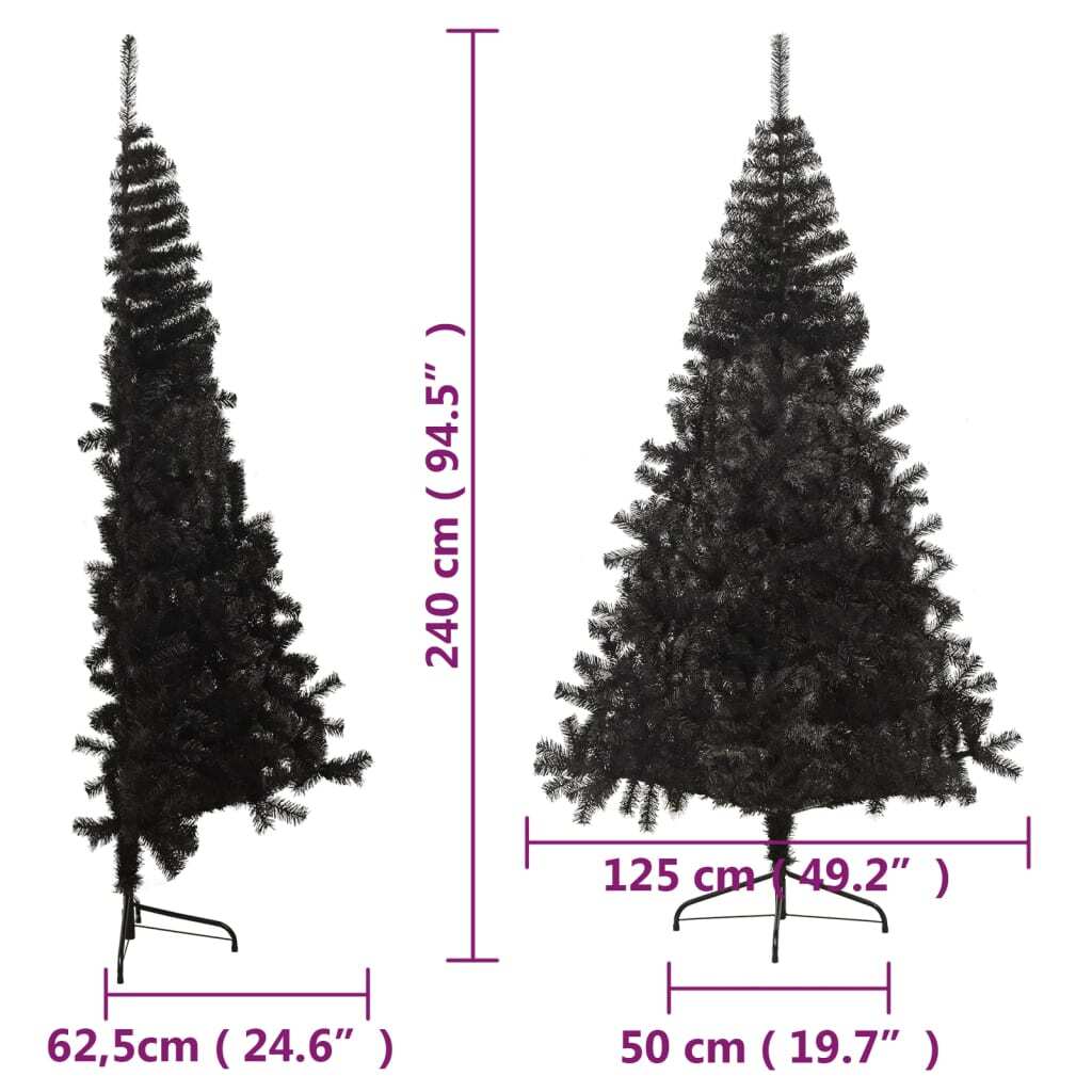 Artificial Half Christmas Tree with Stand Black 240 cm PVC