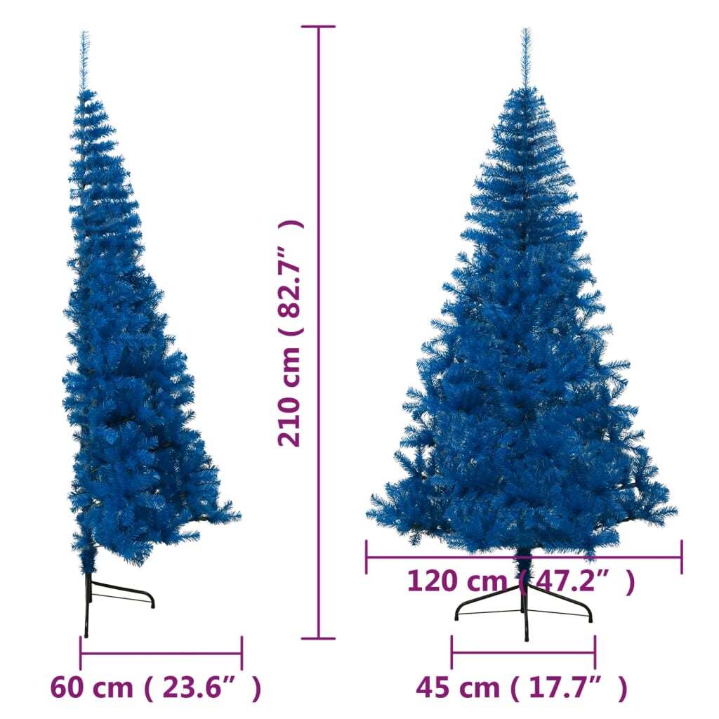 Artificial Half Christmas Tree with Stand Blue 210 cm PVC