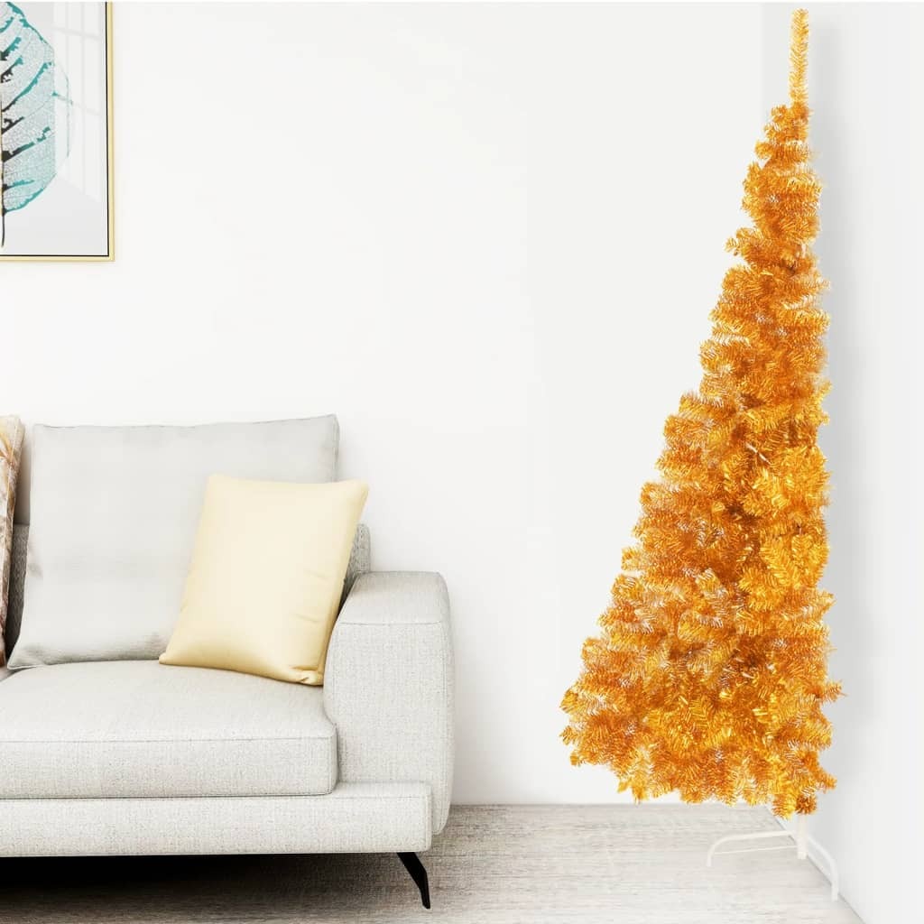 Artificial Half Christmas Tree with Stand Gold 180 cm PET