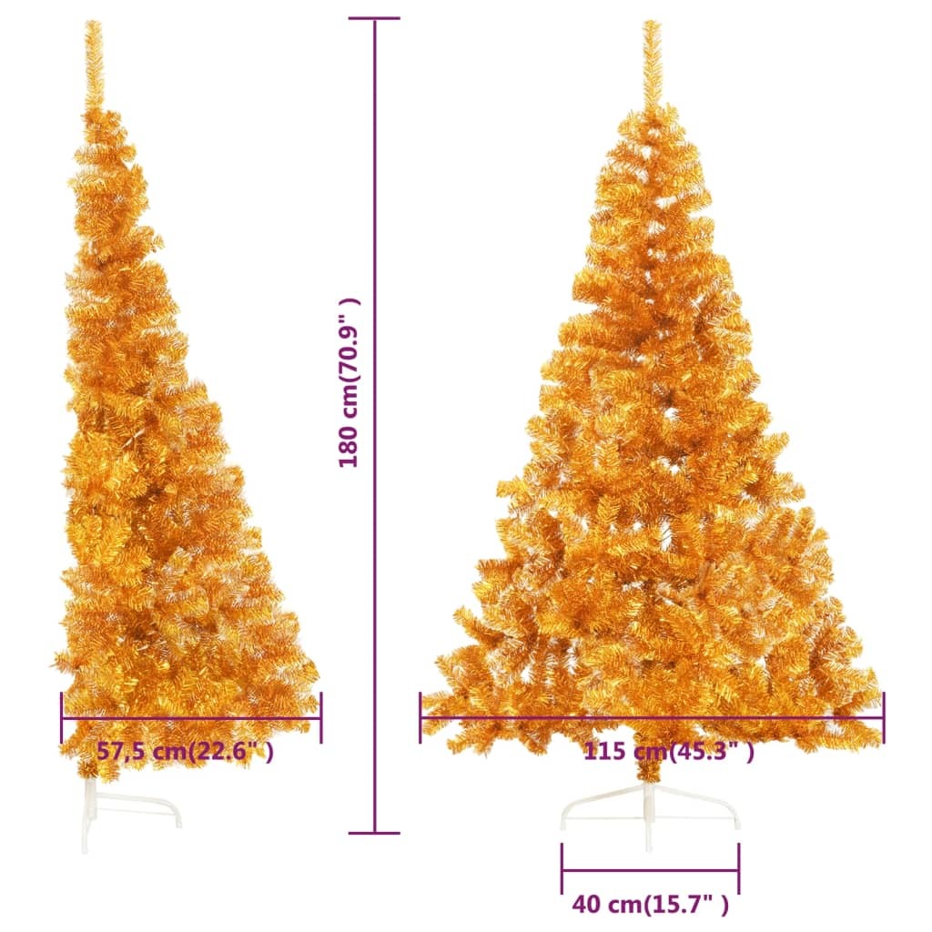 Artificial Half Christmas Tree with Stand Gold 180 cm PET