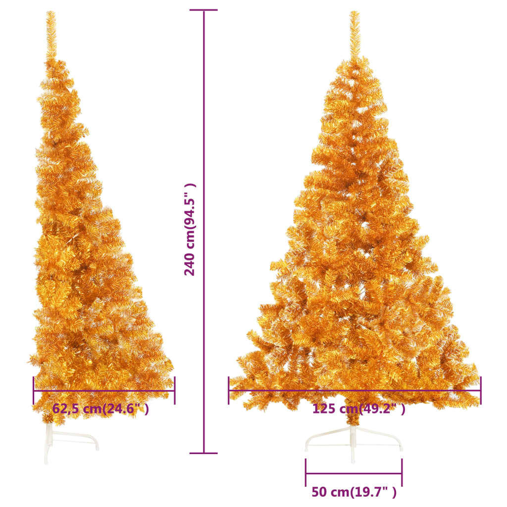 Artificial Half Christmas Tree with Stand Gold 240 cm PET