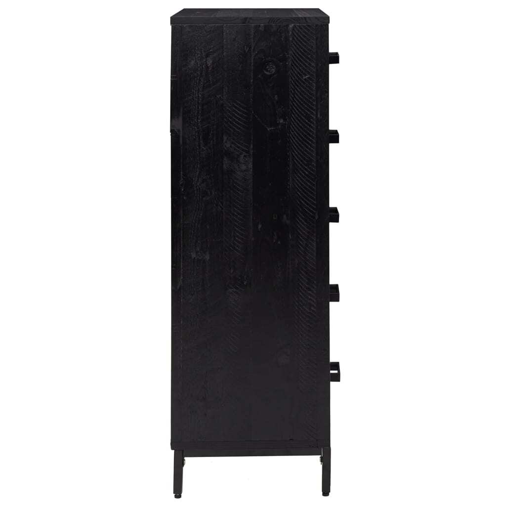 Chest of Drawers Black 42x35x110 cm Solid Pinewood