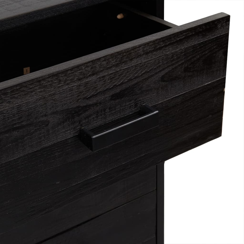 Chest of Drawers Black 42x35x110 cm Solid Pinewood