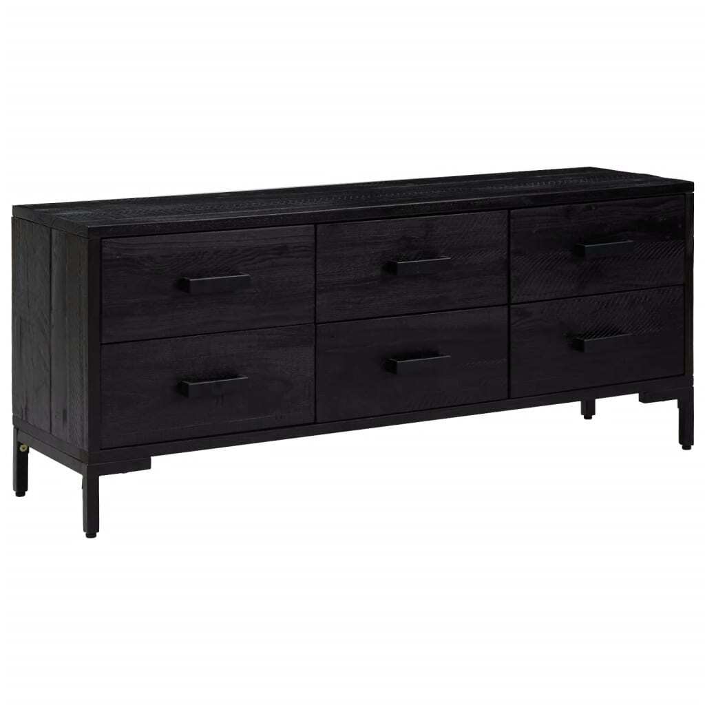 Storage Cabinet Black 110x30x45 cm Solid Pinewood