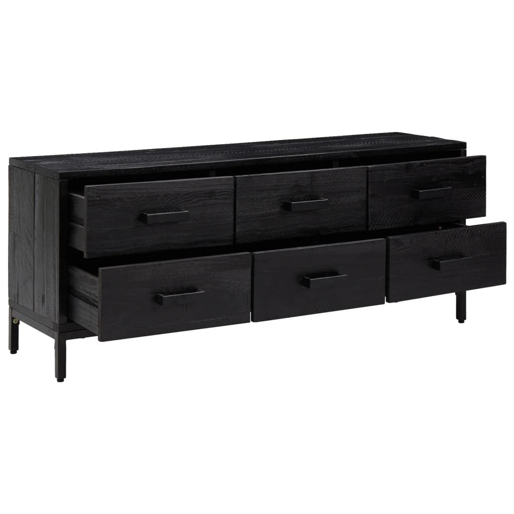 Storage Cabinet Black 110x30x45 cm Solid Pinewood