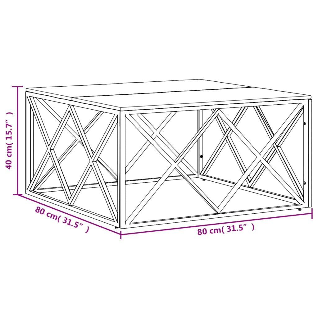 Coffee Table Stainless Steel and Solid Wood Reclaimed
