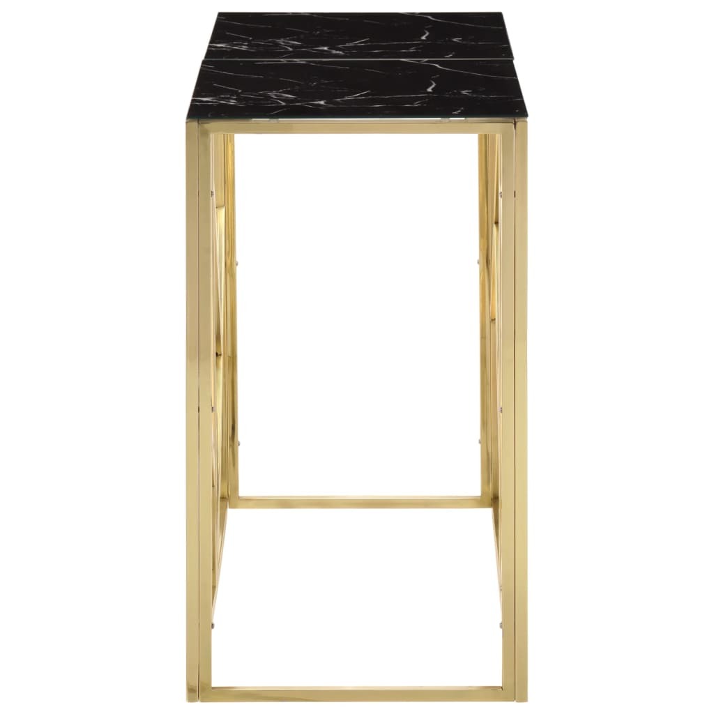 Console Table Gold Stainless Steel and Tempered Glass