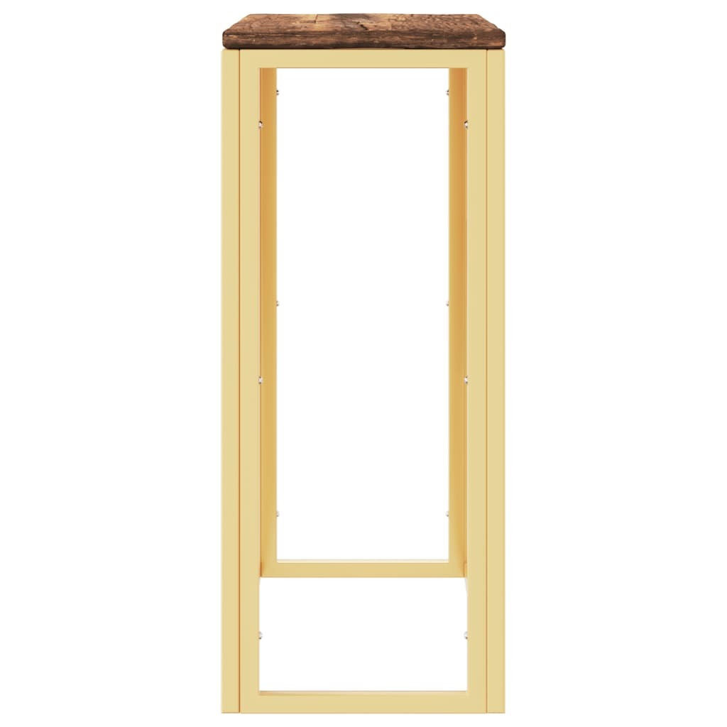 Console Table Gold Stainless Steel and Solid Wood Reclaimed