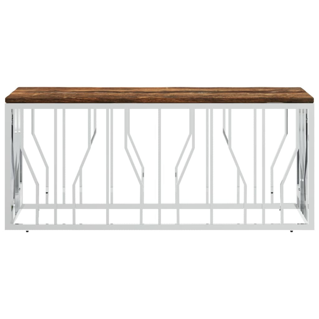 Coffee Table Stainless Steel and Solid Wood Reclaimed