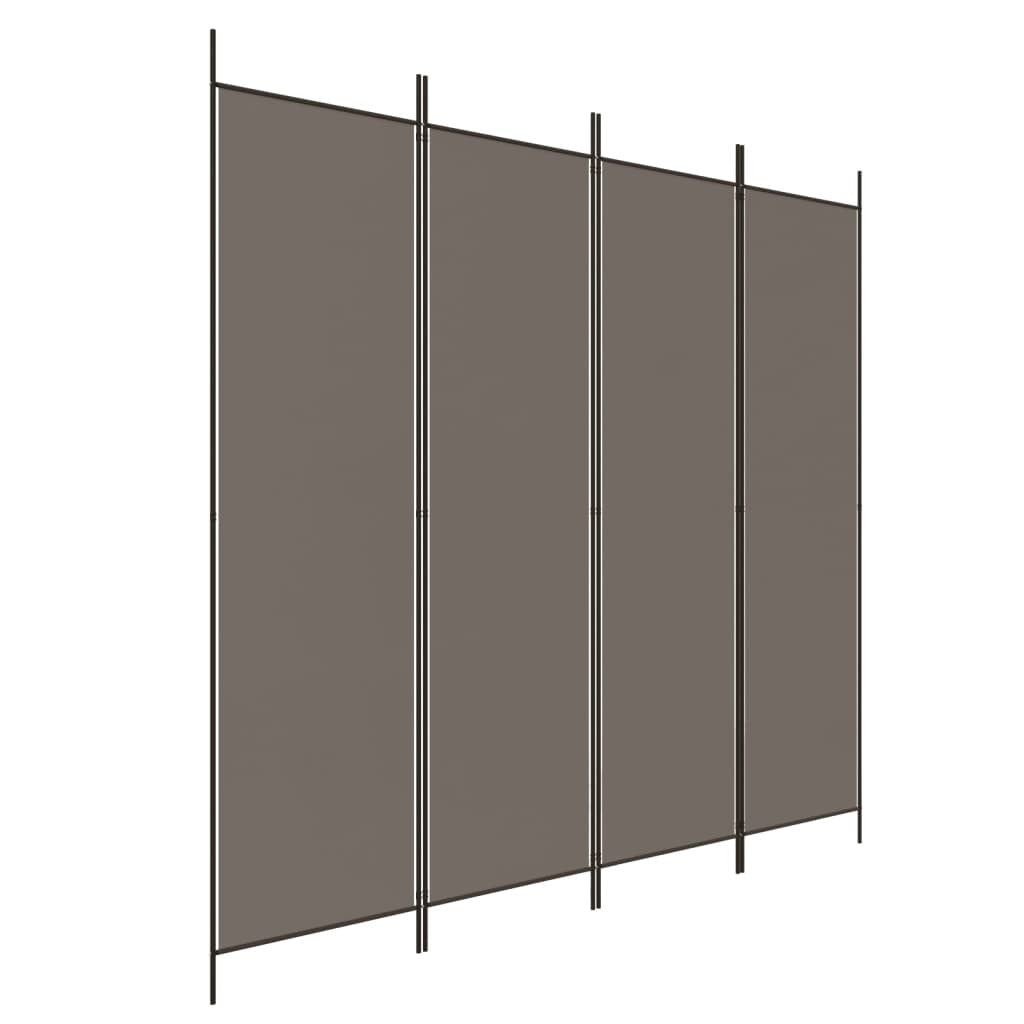 4-Panel Room Divider Anthracite 200x220 cm Fabric