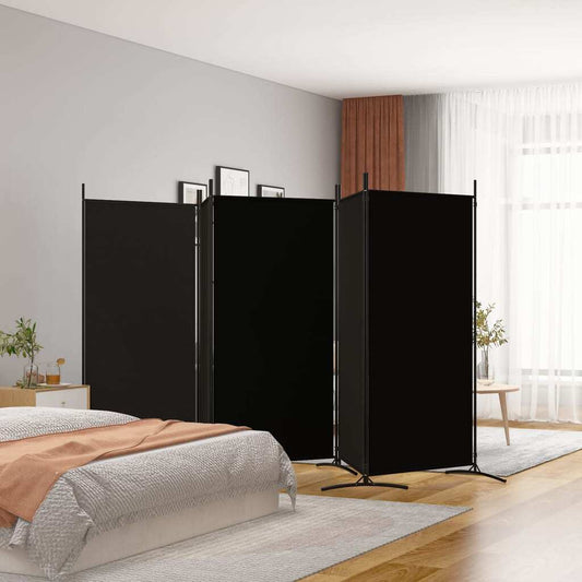 5-Panel Room Divider Black 433x180 cm Fabric