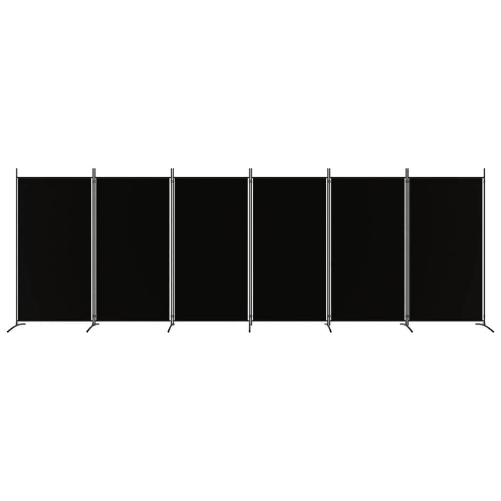 6-Panel Room Divider Black 520x180 cm Fabric