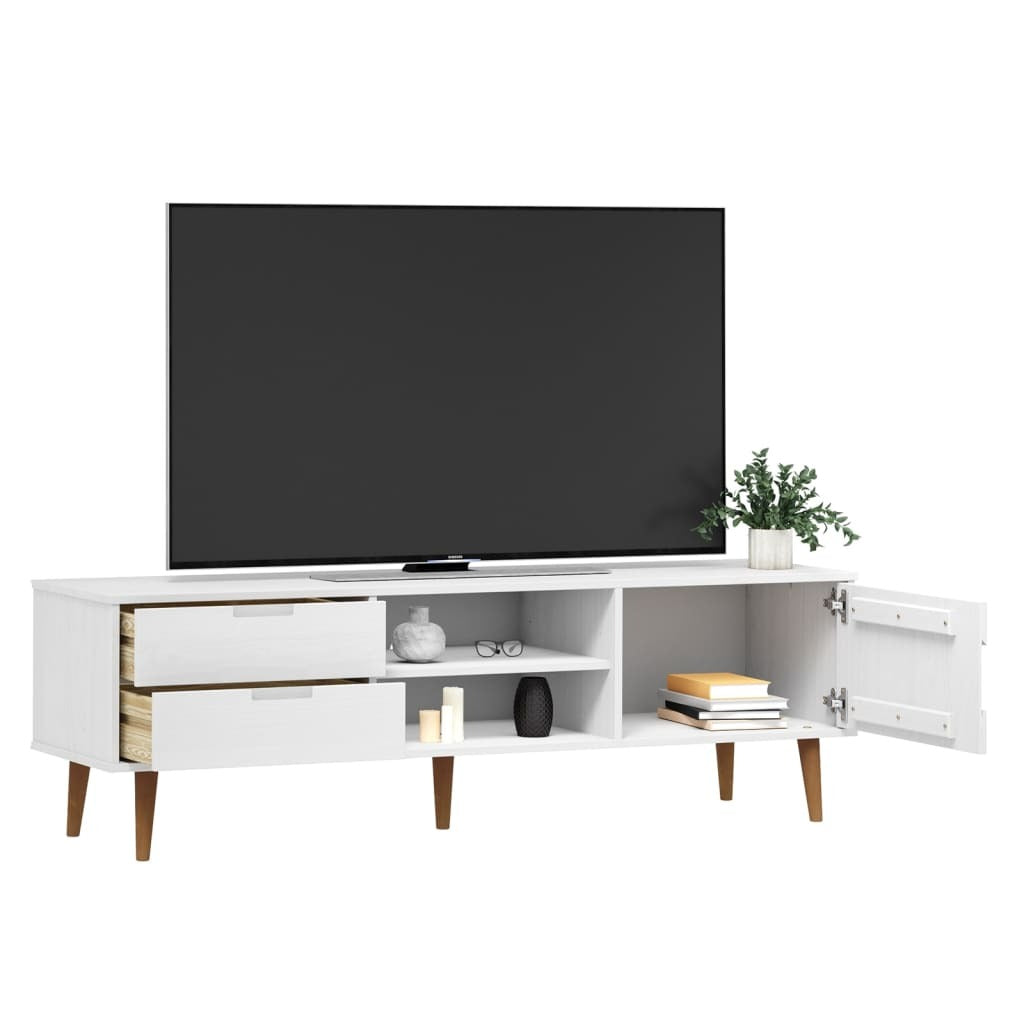 TV Cabinet MOLDE White 158x40x49 cm Solid Wood Pine