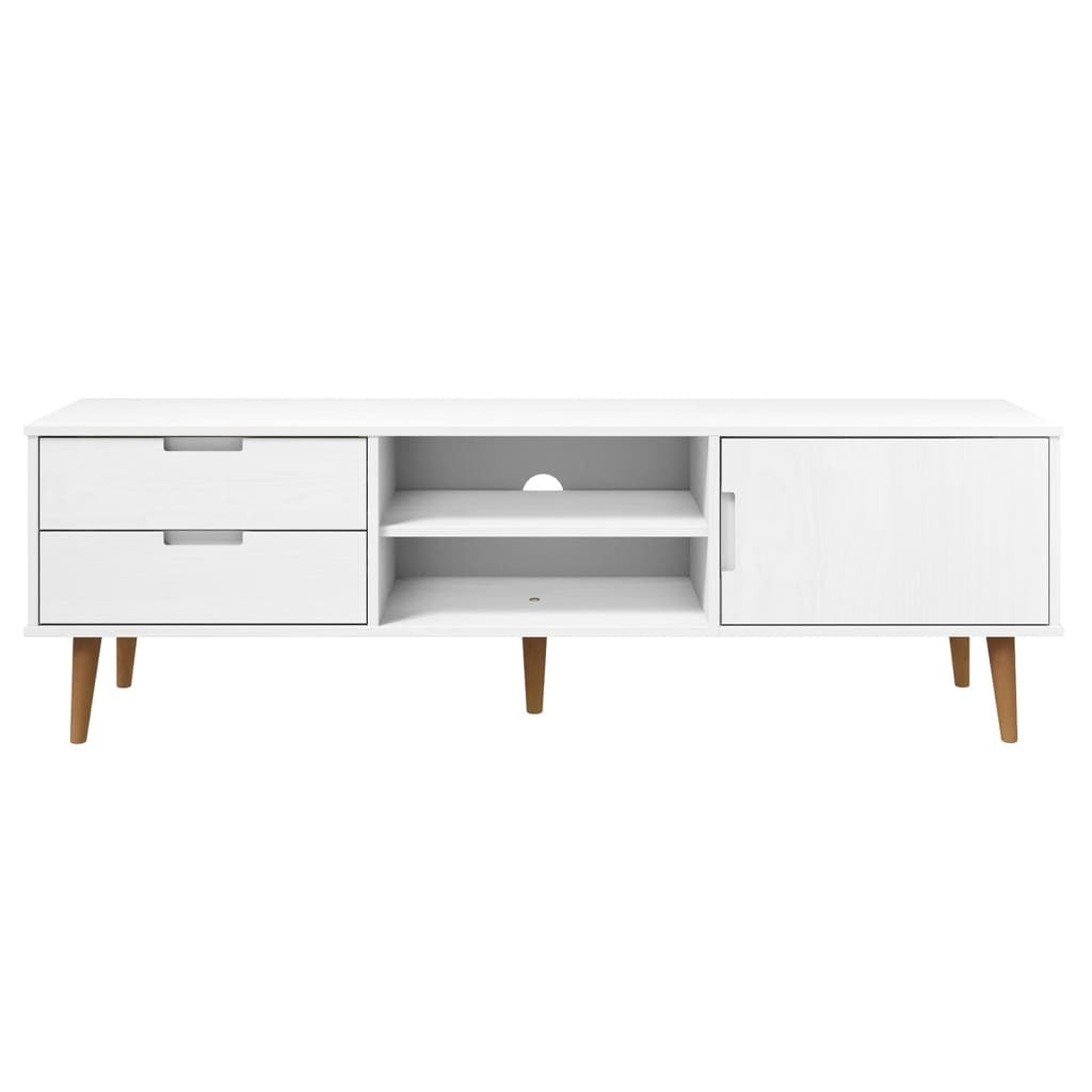 TV Cabinet MOLDE White 158x40x49 cm Solid Wood Pine