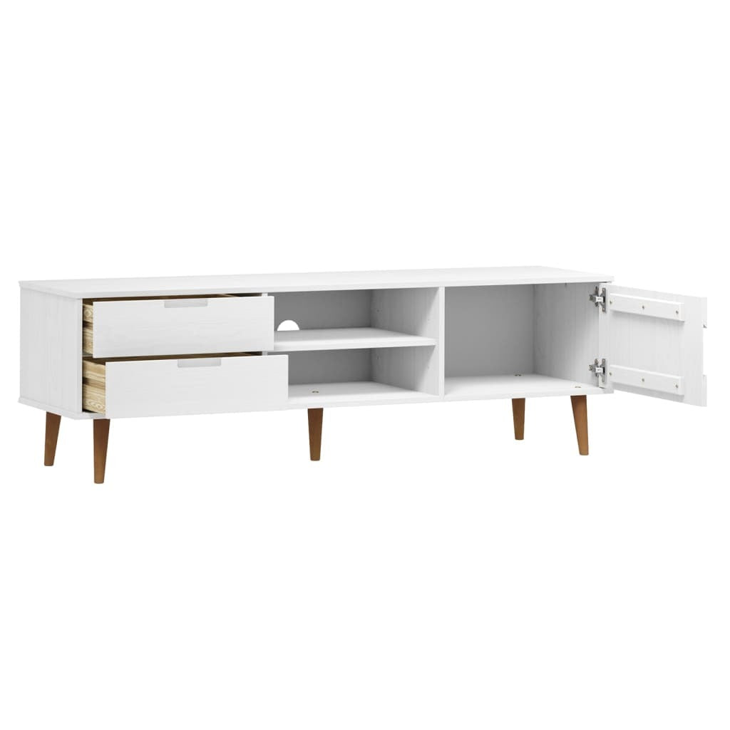 TV Cabinet MOLDE White 158x40x49 cm Solid Wood Pine