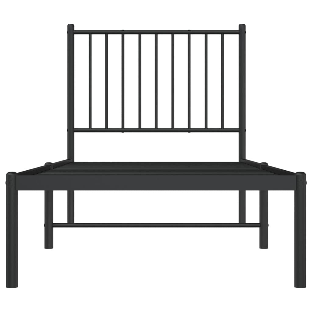 Metal Bed Frame with Headboard Black 75x190 cm Small Single