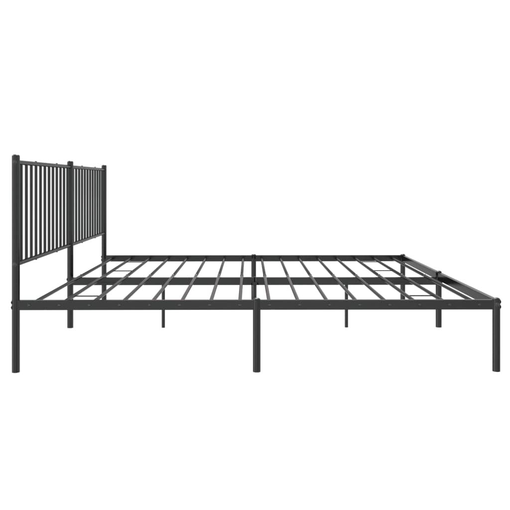 Metal Bed Frame with Headboard Black 200x200 cm