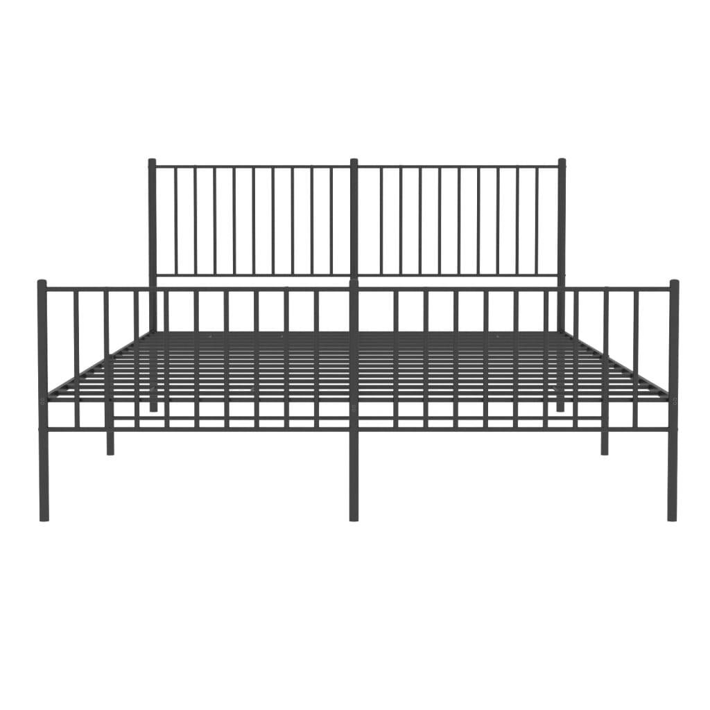 Metal Bed Frame with Headboard and Footboard Black 160x200 cm