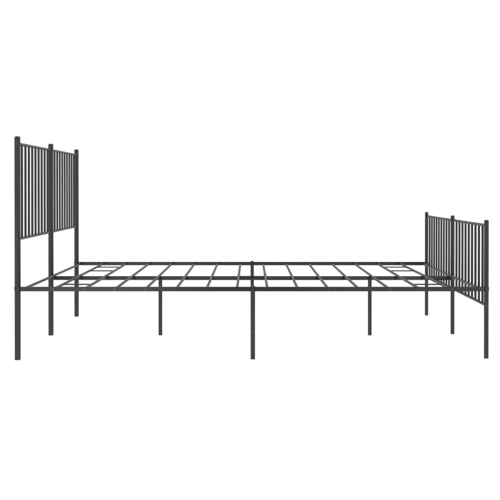 Metal Bed Frame with Headboard and Footboard Black 160x200 cm