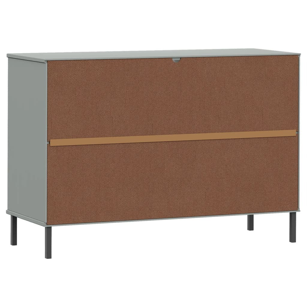Sideboard with Metal Legs Grey 113x40x77 cm Solid Wood OSLO