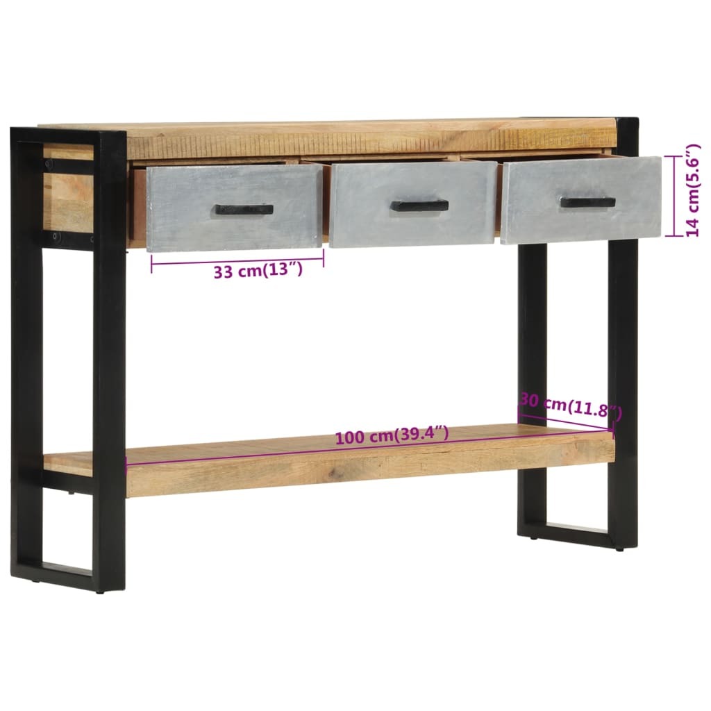 Console Table 110x30x76 cm Solid Rough Wood Mango