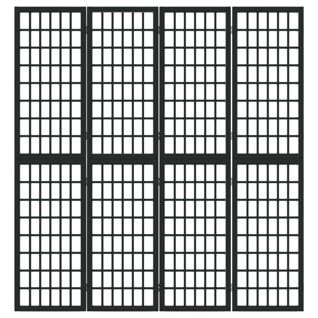 Folding 4-Panel Room Divider Japanese Style 160x170 cm Black