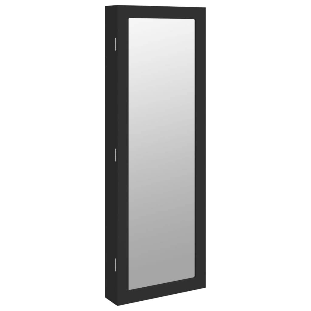 Mirror Jewellery Cabinet with LED Lights Wall Mounted Black