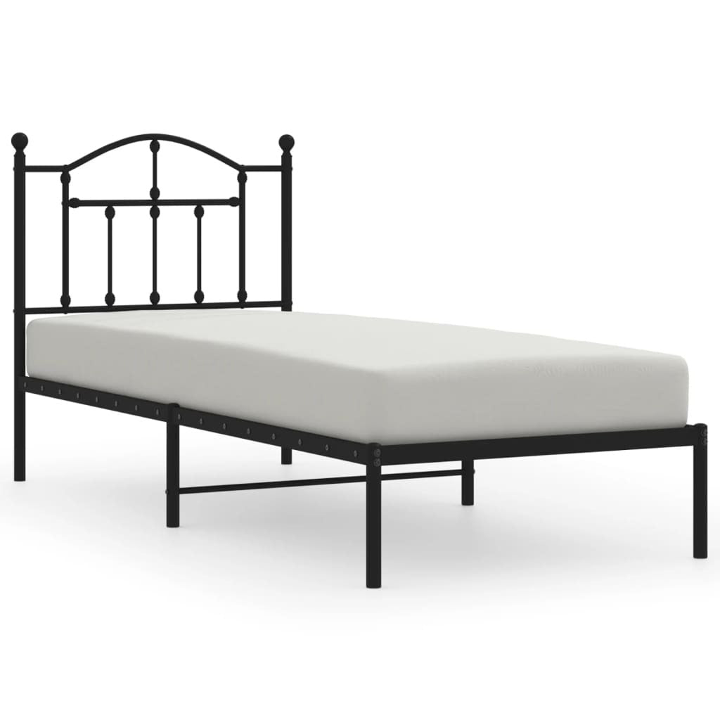 vidaXL Metal Bed Frame without Mattress with Headboard Black 80x200cm