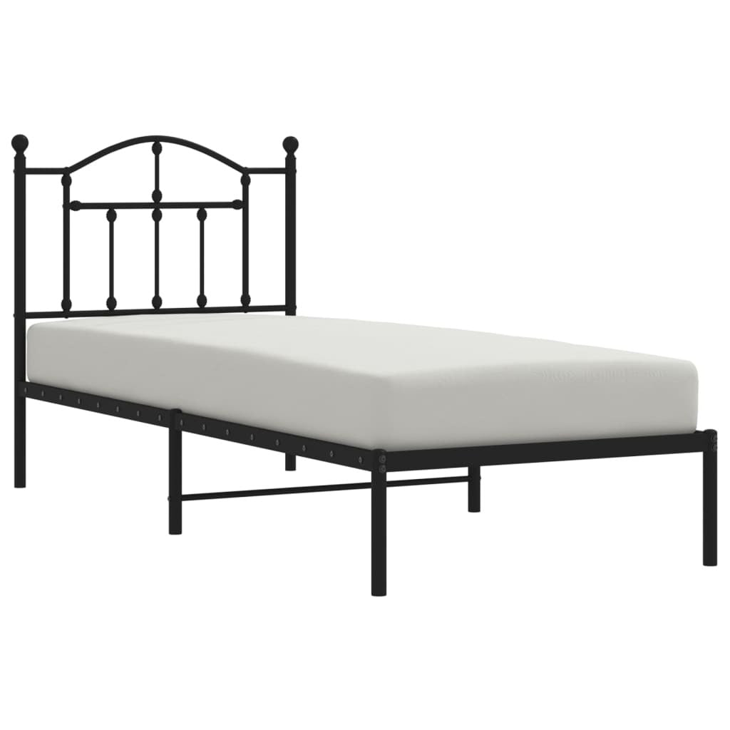 vidaXL Metal Bed Frame without Mattress with Headboard Black 80x200cm