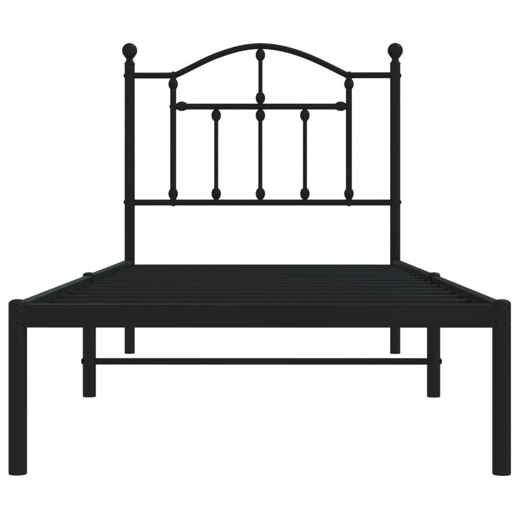 vidaXL Metal Bed Frame without Mattress with Headboard Black 80x200cm