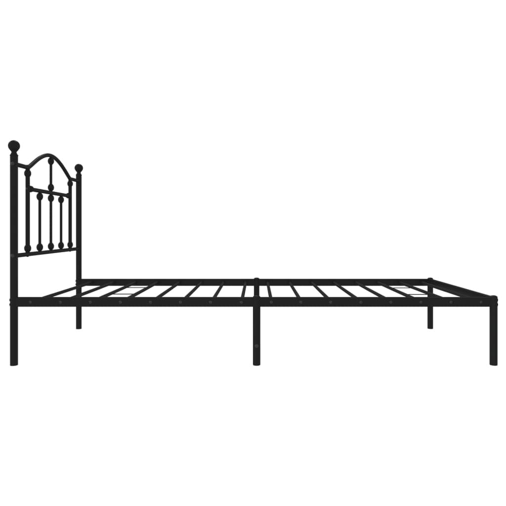 vidaXL Metal Bed Frame without Mattress with Headboard Black 80x200cm