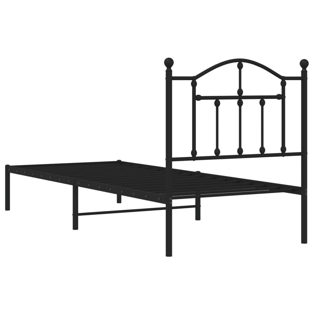 vidaXL Metal Bed Frame without Mattress with Headboard Black 80x200cm