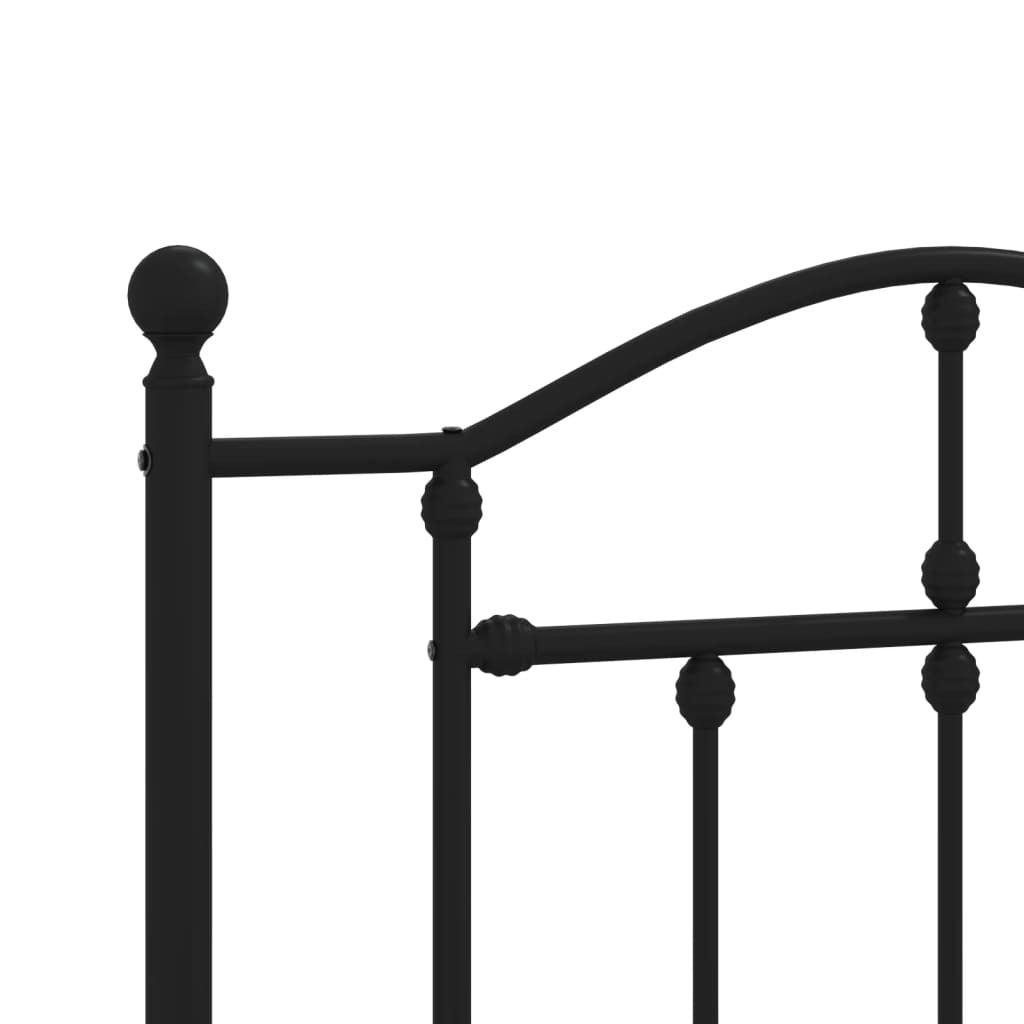 vidaXL Metal Bed Frame without Mattress with Headboard Black 80x200cm