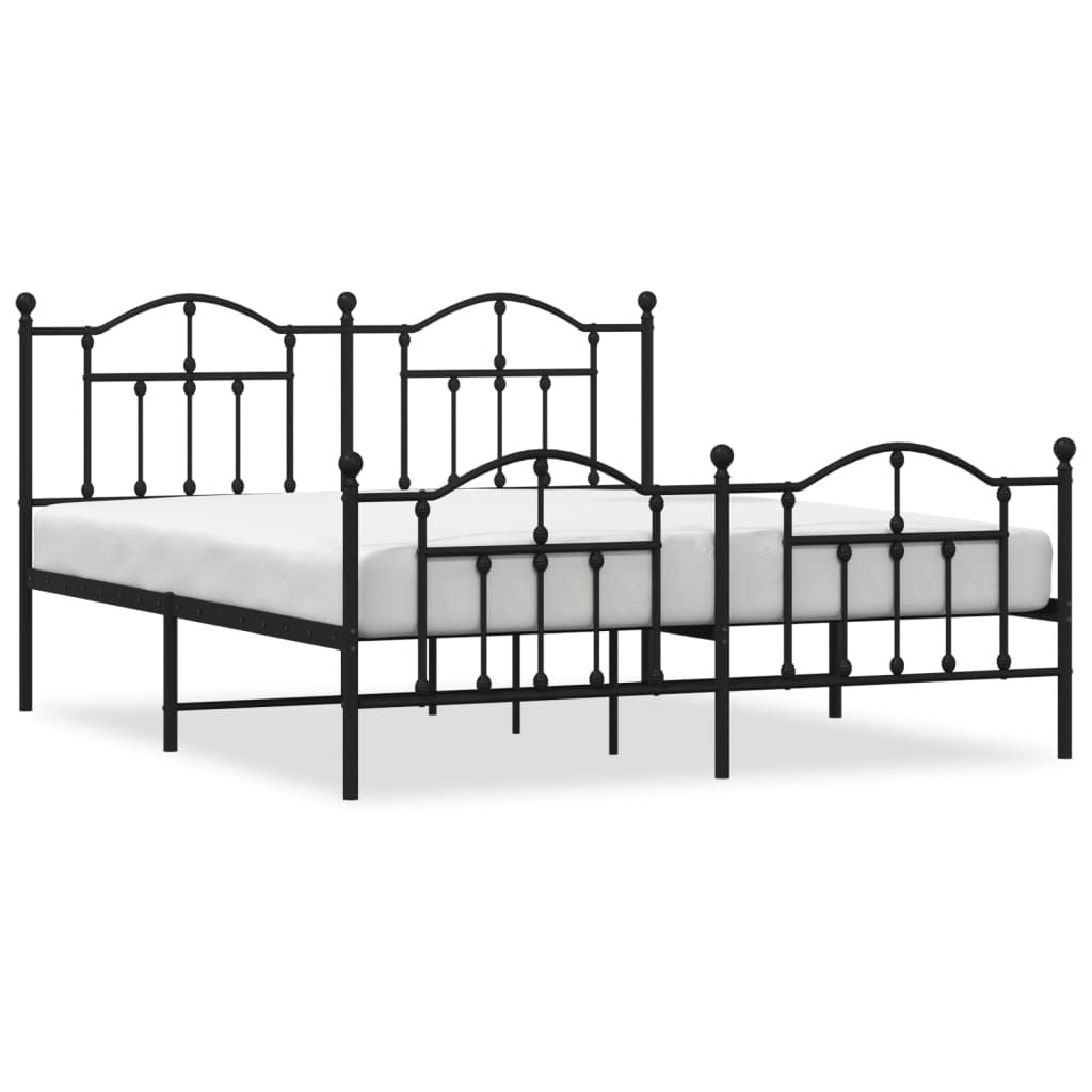 vidaXL Metal Bed Frame without Mattress with Footboard Black 160x200cm