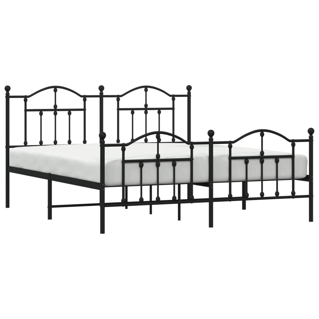 vidaXL Metal Bed Frame without Mattress with Footboard Black 160x200cm