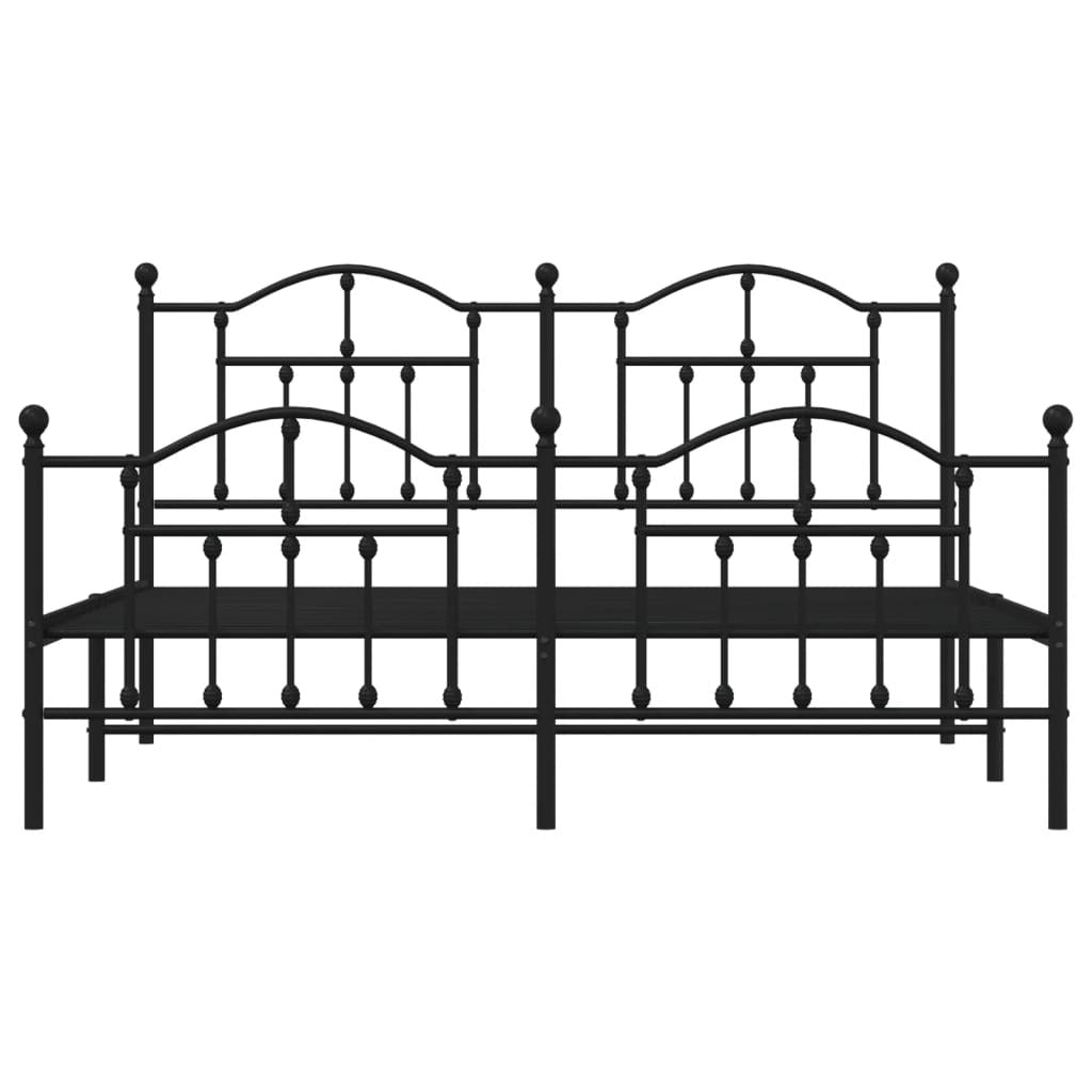 vidaXL Metal Bed Frame without Mattress with Footboard Black 160x200cm