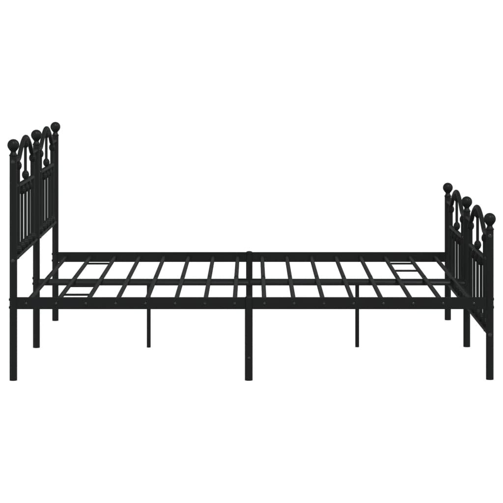 vidaXL Metal Bed Frame without Mattress with Footboard Black 160x200cm